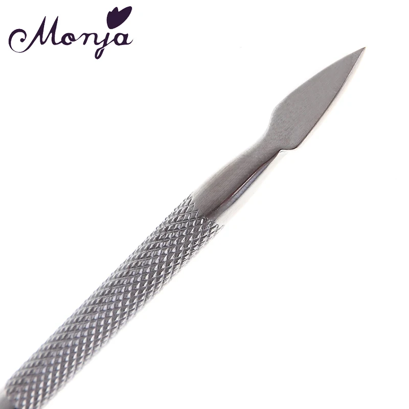 Monja двойной конец серебро из нержавеющей стали дизайн ногтей кутикулы толкатель