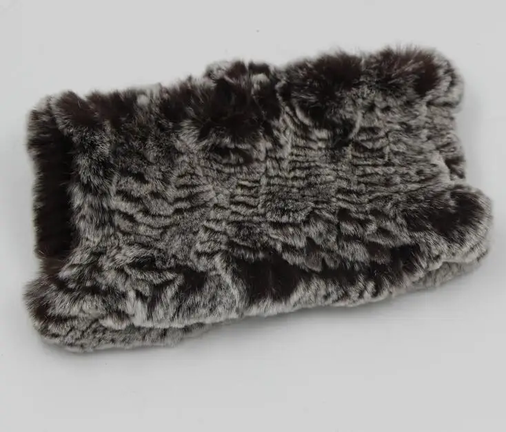 Шарф-кольцо женский вязаный 2019 настоящий мех кролика теплый мягкий эластичный из