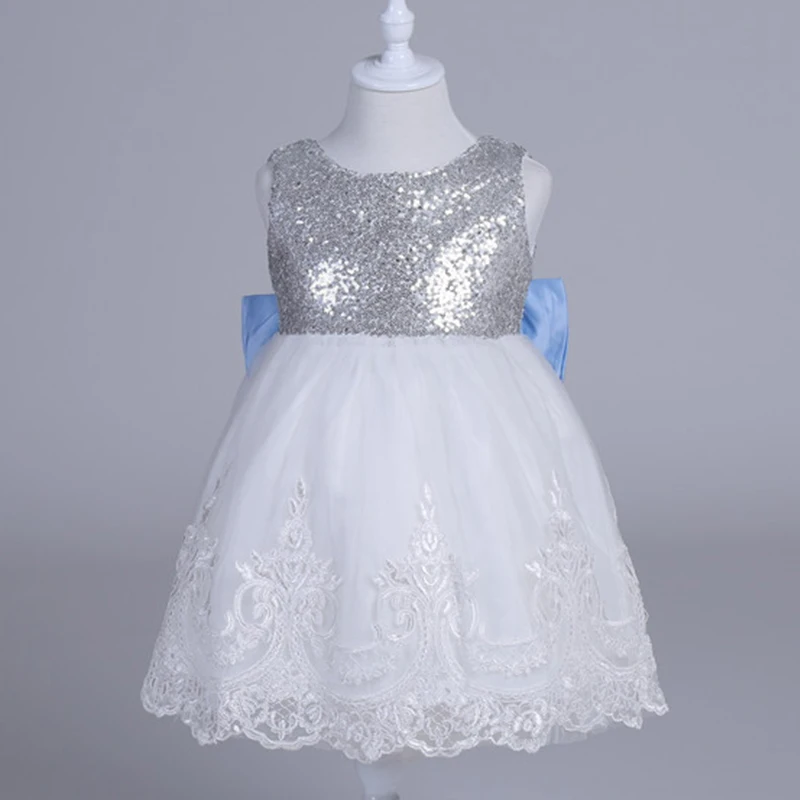 Infant Girls Sequin Party Dresses Summer Strap Backless Children's Costume With Bow Princess For Baby 3 4 5 Kids Clothing | Детская