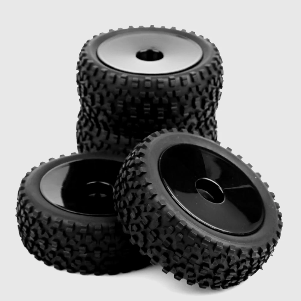 4pcs/set 1/10 buggy tires front&amprear rubber tyre wheel rim 25026+27011 fit HSP HPI RC off-road car toys parts accessories | Игрушки и