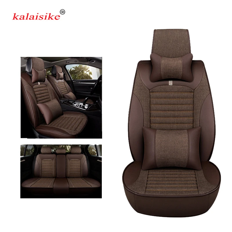 Универсальные автомобильные Чехлы kalaisike из кожи и льна для всех моделей Toyota Venza