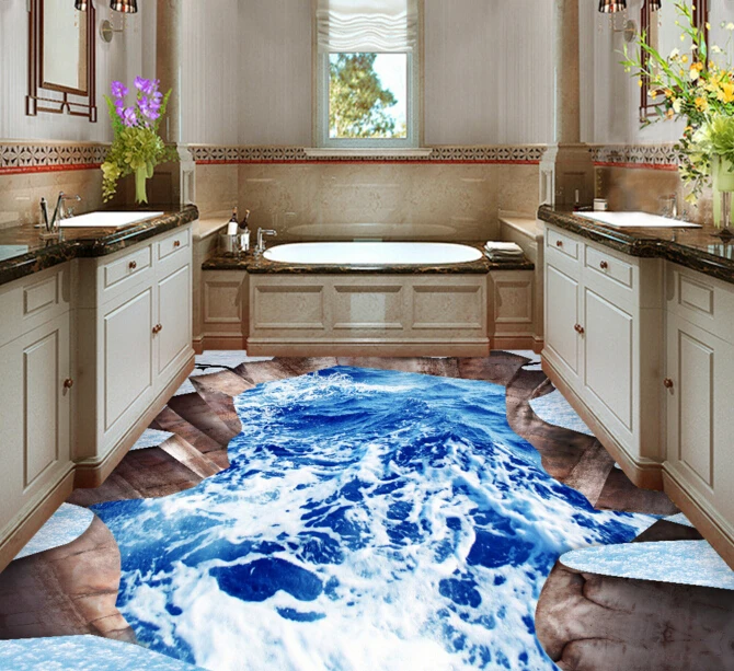 

[Self-Adhesive] 3D Dynamic Sea Water 2 Non-slip Waterproof Photo Self-Adhesive Floor Mural Sticker WallPaper Murals Print Decal