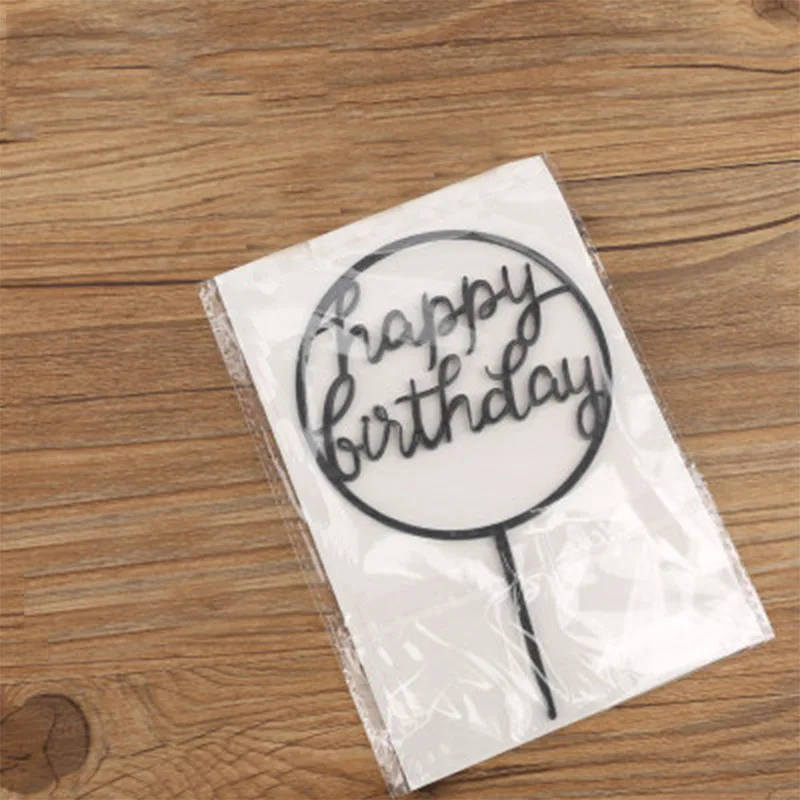 black 1 Акриловые украшения для дома с надписью «Love Cupcake» и «Happy Birthday», золотые и Серебристые украшения для выпечки, украшения для свадебного торта, 1 шт., новые модные вечерние принадлежности - Цвет: black 1