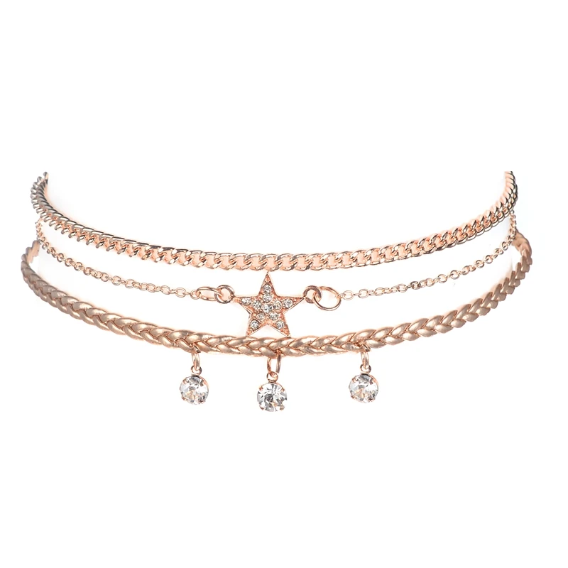 Danze готический ручной работы сплав звезда цепь чокер кристалл кисточка кулоны