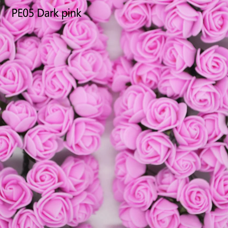 Dark pink 144 шт мини-медведь, розы, искусственные цветы, Плюшевый цветок, скрапбукинг, Свадебное Ремесло, сделай сам, День матери, цветы, подарки - Цвет: Dark pink