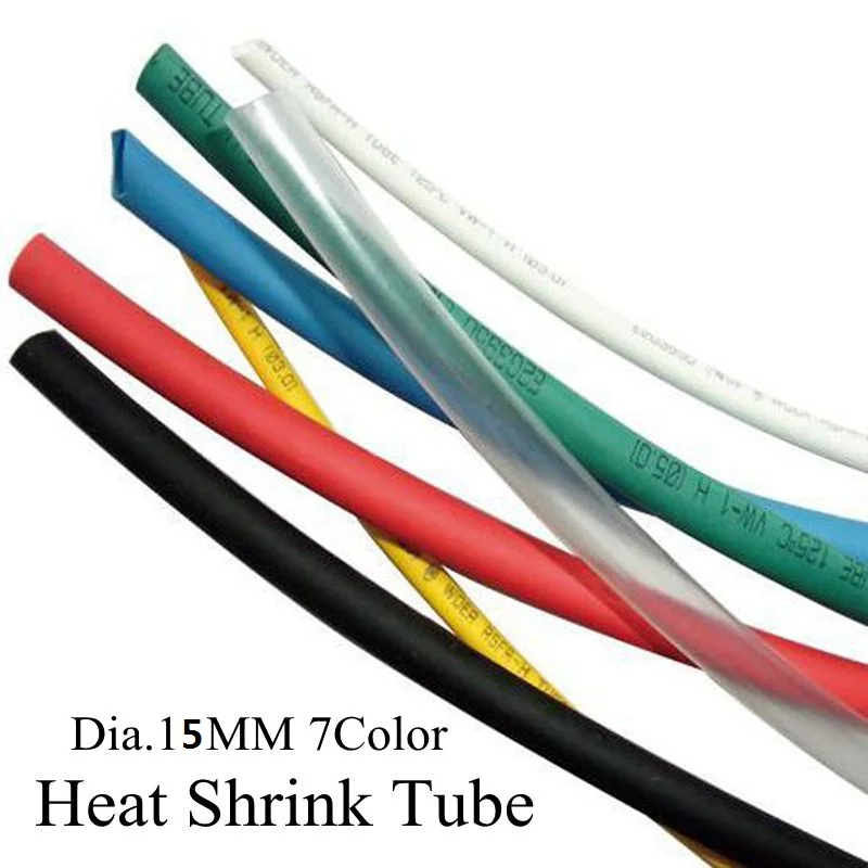 

15mm Red Green Yellow Blue Black White Transparent Assorted Heat Shrink Tube Tubing Wire Wrap Insulation Sleeve Heating Cable