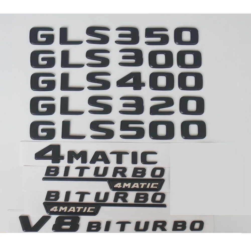 

Плоская матовая черная Эмблема багажника с буквами эмблемы для Mercedes Benz GLS350 GLS300 GLS400 GLS450 GLS500 GLS550 V8 BITURBO 4matic