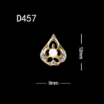 10pcs D457 10 шт./лот 3d кристаллы стразы жемчужные треугольные полукруглые длинные полосы овальные сплава украшения для ногтей - Цвет: 10pcs D457