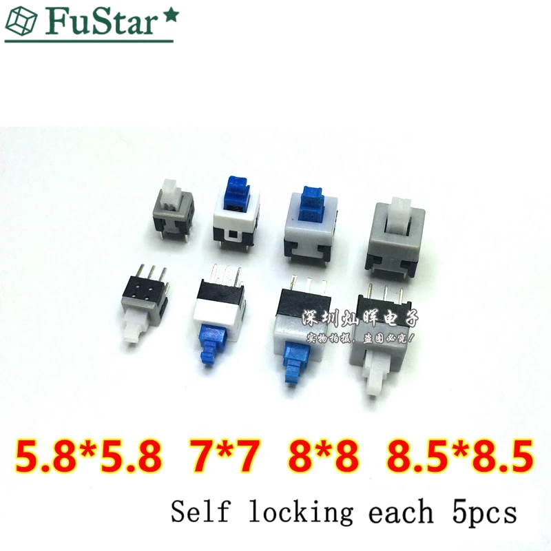 Набор самоблокирующихся кнопочных микропереключателей питания 6 контактов 20 шт.