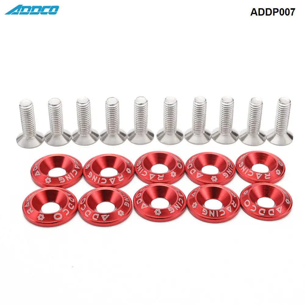 Addco Sport M6 10 шт. болт с шестигранной головкой бампер крыло шайба из анодированного