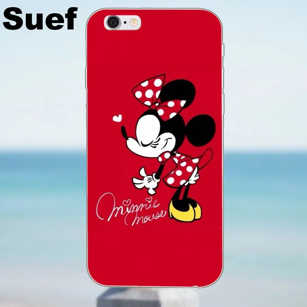 Для iPhone X 4 4S 5 5S 5C SE 6 6S 7 8 Plus Galaxy J1 J3 J5 J7 A3 A5 2016 2017 TPU чехол для телефона Coque Minnie Mouse Red Hearts