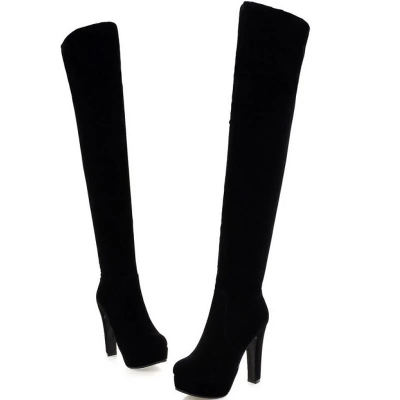 ZALAVOR Size 33-43 Woen Over Knee Platform Boots Zipper High Heel Warm Fur Shoes Cold Winter Long Botas Women Footwears | Обувь