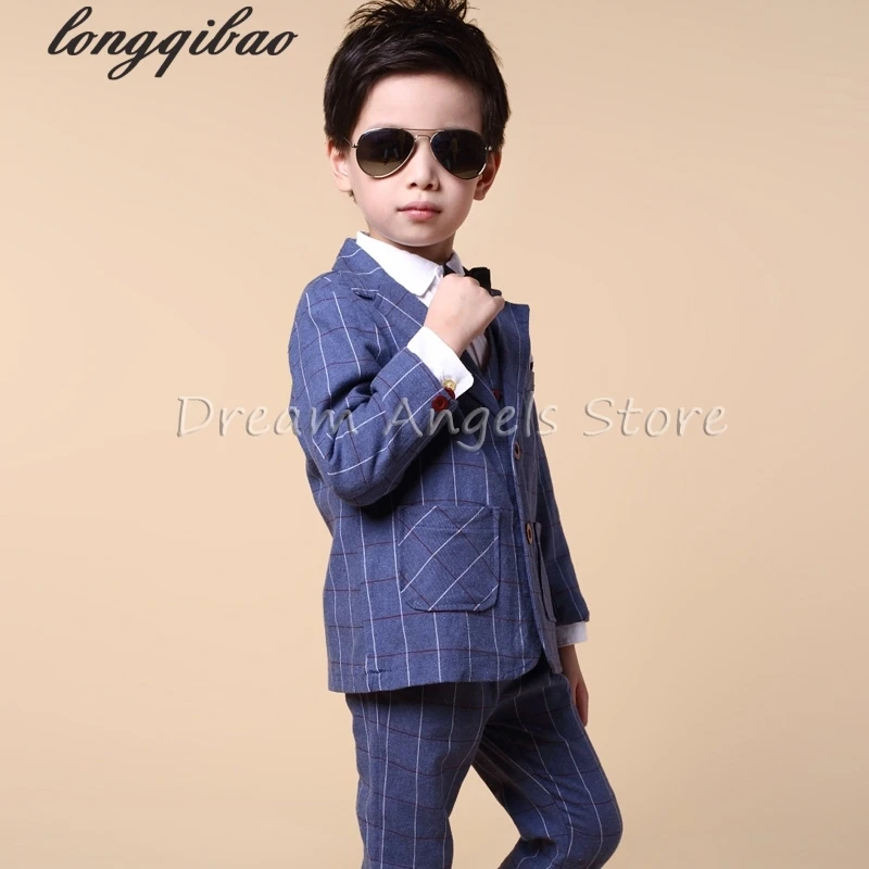 Блейзер для мальчиков Весенняя детская одежда костюм Официальный клетчатый