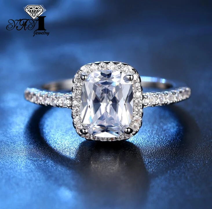 YaYI Jewelry Fashion Princess Cut 3.5 CT White Zircon Silver Color Engagement Rings wedding Heart Rings Party Rings Gifts