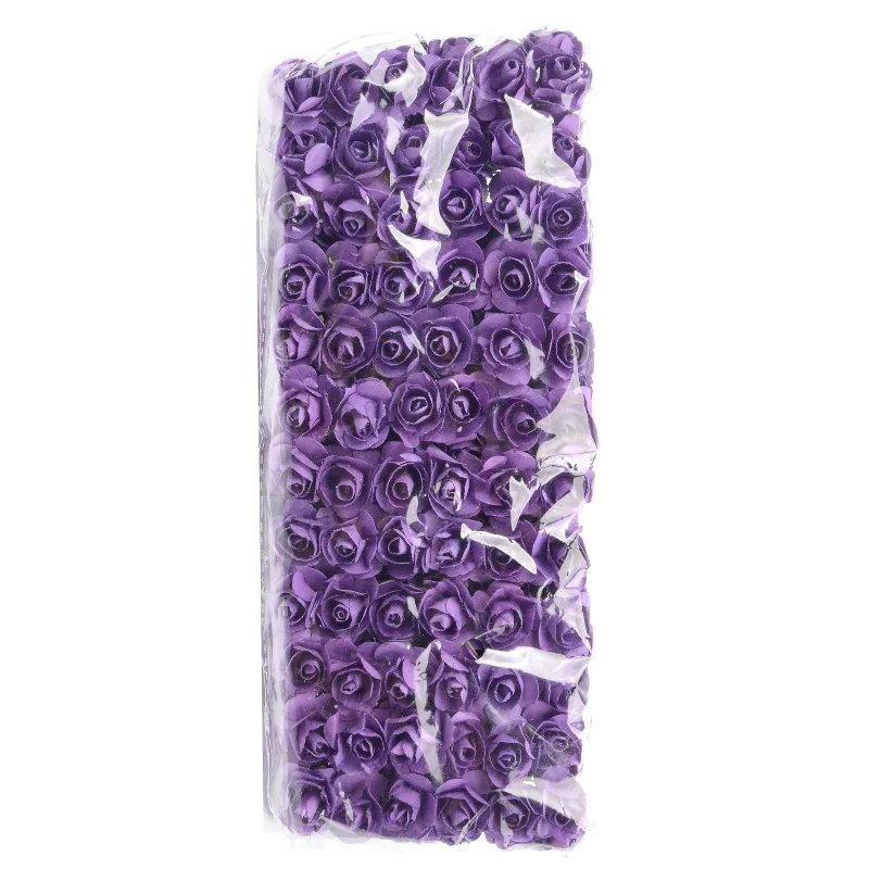 purple 12/72/144 шт. поддельные Мини Искусственные бумажные розы Букет цветов для Свадебные украшения Рукоделие "сделай сам" Скрапбукинг венок Ремесло - Цвет: purple
