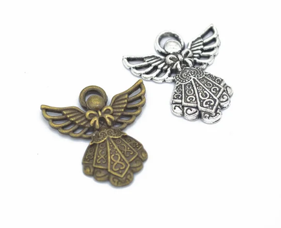 

50pcs charms angel alloy Pendants Antique SILVER bronze 26*23mm 2.3g Handmade Jewelry Making DIY European accessories