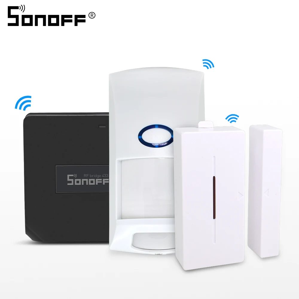 

Sonoff RF Bridge Wifi 433 MHZ Motion Sensor PIR2 RIR DW1 Door Window Wireless Detector Smart Home Security Alarm System Alexa