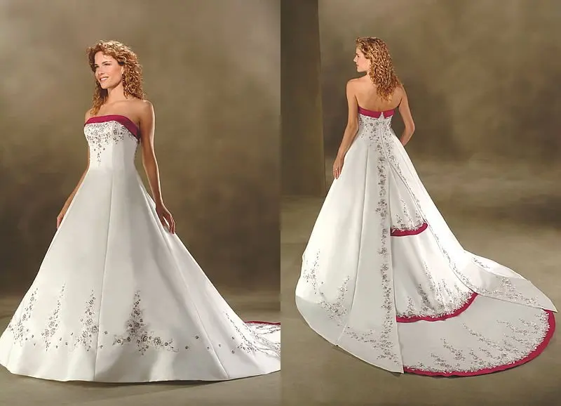 Великолепные атласные свадебные платья трапециевидной формы без бретелек с