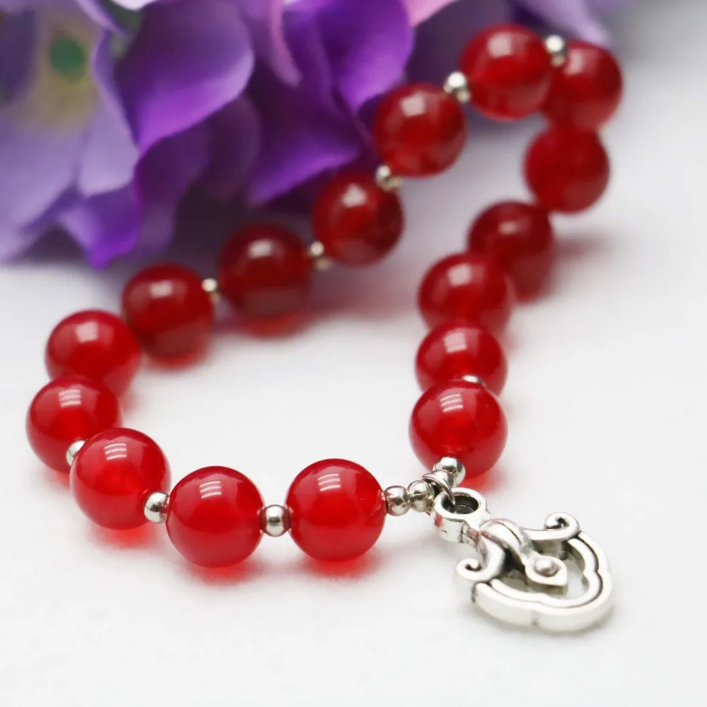 Классические распространенные красные бусины из сардоникса браслет халцедона