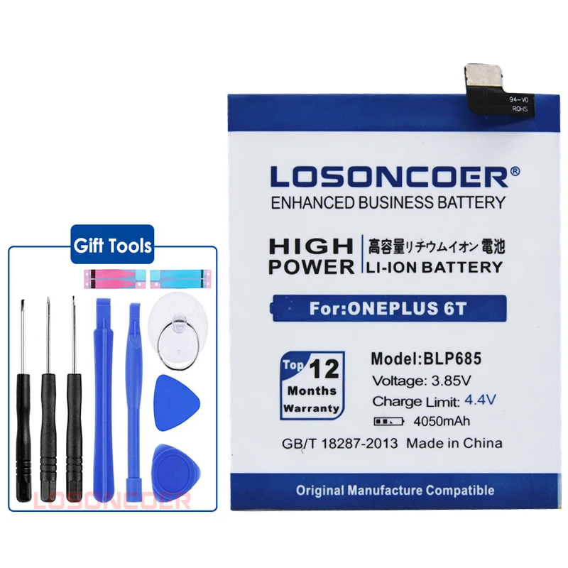 LOSONCOER BLP685 4050 mAh батареи для ONEPLUS 6 T Замена батареи+ Бесплатные инструменты