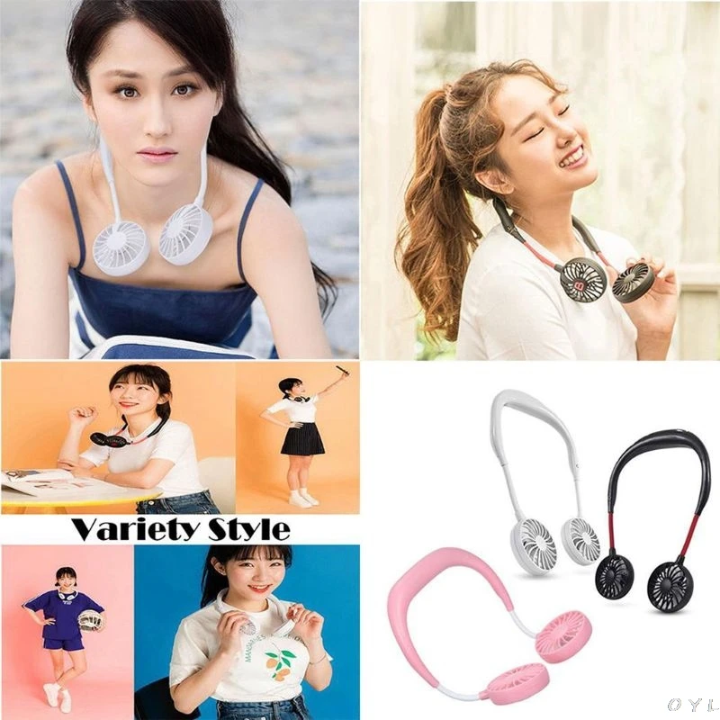 Hands-free Neck Band Hands-Free Hanging USB Rechargeable Dual Fan Mini Air Cooler Summer Portable | Бытовая техника