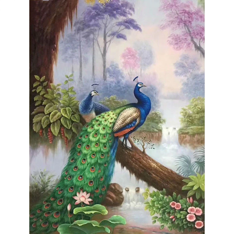 

Full square/Round drill Diamond embroidery Two peacocks 5D DIY diamond Painting Cross Stitch Rhinestone Mosaic decor HYY