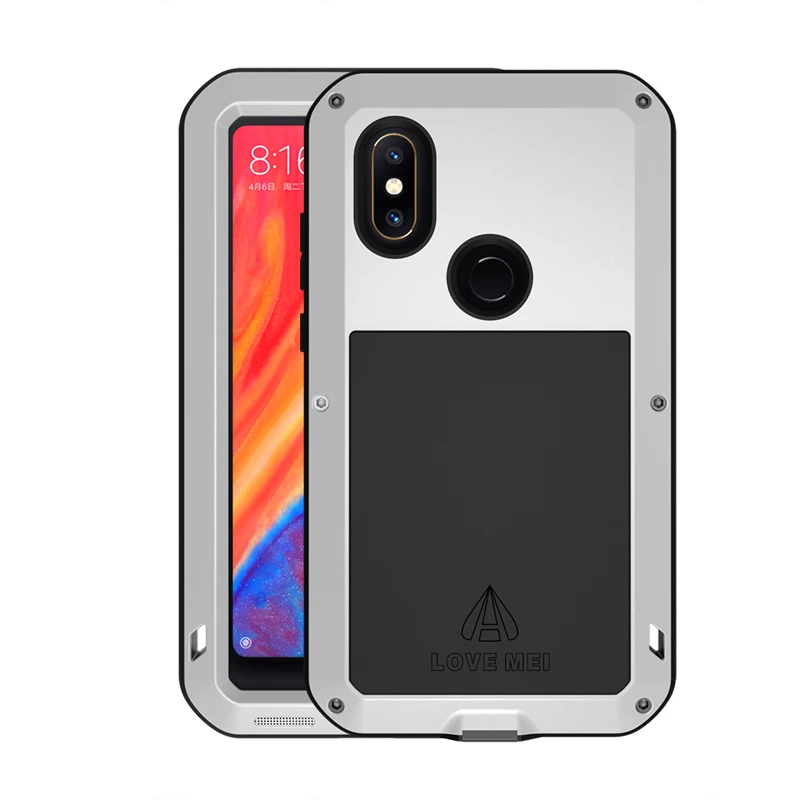 LOVE MEI металлический защитный чехол для Xiaomi Mi 8 противоударный пылезащитный водонепроницаемый чехол для телефона для Xiaomi Mi 8 с закаленным стеклом