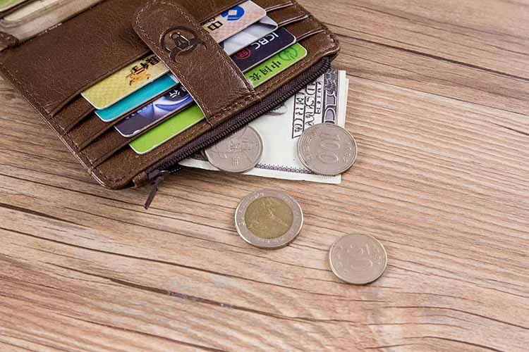 Кошелек BULLCAPTAIN RFID из натуральной кожи, держатель для карт и удостоверений личности, блокирующий держатель для карт на молнии, кредитный бумажник для карт, мини тонкий мужской бизнес