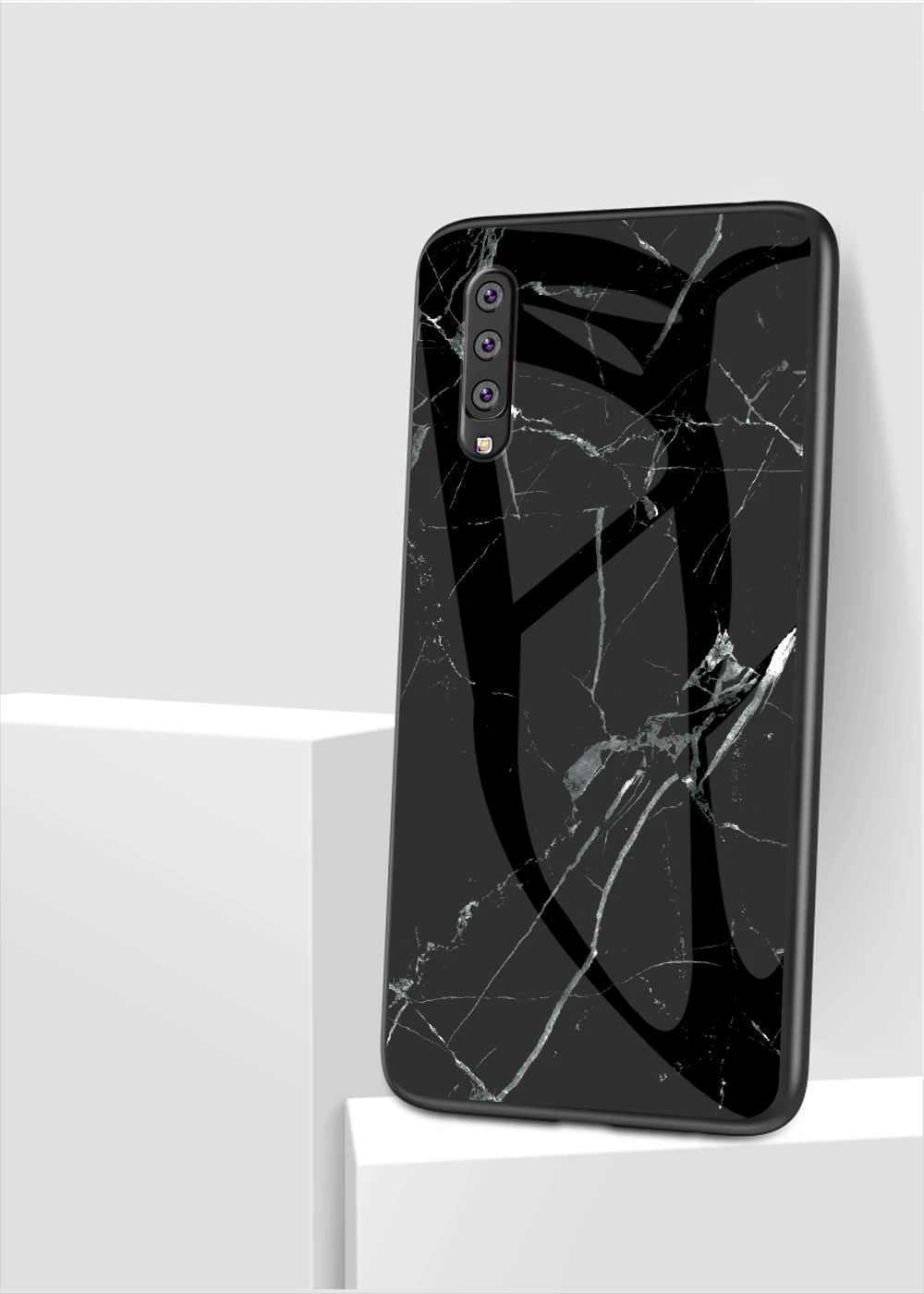 A Чехол для телефона samsung Galaxy A50, чехол для samsung A40 A70, мраморный чехол из закаленного стекла, силиконовая рамка, чехол для samsung A50 - Цвет: A