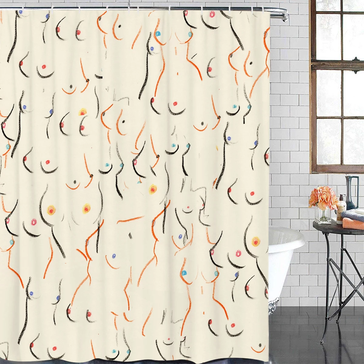 Кремовая занавеска для душа экологически чистая ванной комнаты украшение