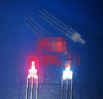 

30/100pcs Bicolor 2 mm Red/White 3 Lead Diffused LED diode common cathode/anode