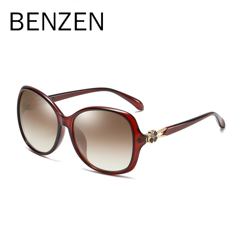 BENZEN, кошачий глаз, солнцезащитные очки, женские, Роскошные, поляризационные, женские, солнцезащитные очки для вождения, UV 400, женские очки, оттенок черный, 6608 - Цвет линз: COFFEE