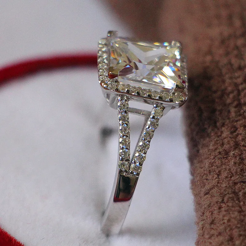 Принцесса любовь 2Ct Cut G H синтетические бриллианты женское кольцо из