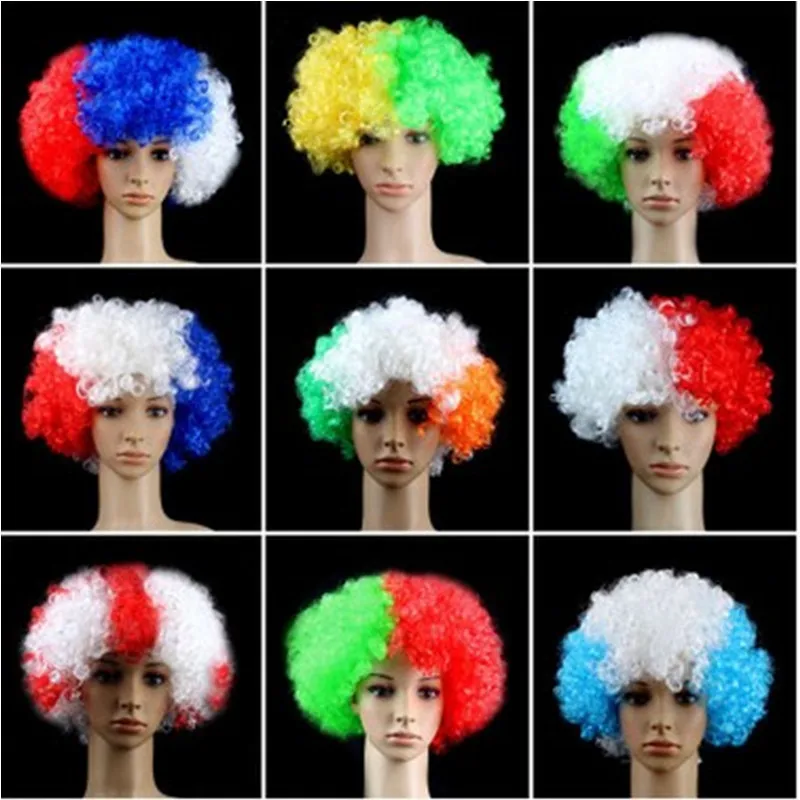 12 цветов Национальный флаг кудрявые футбольные фанаты головной убор цирковой