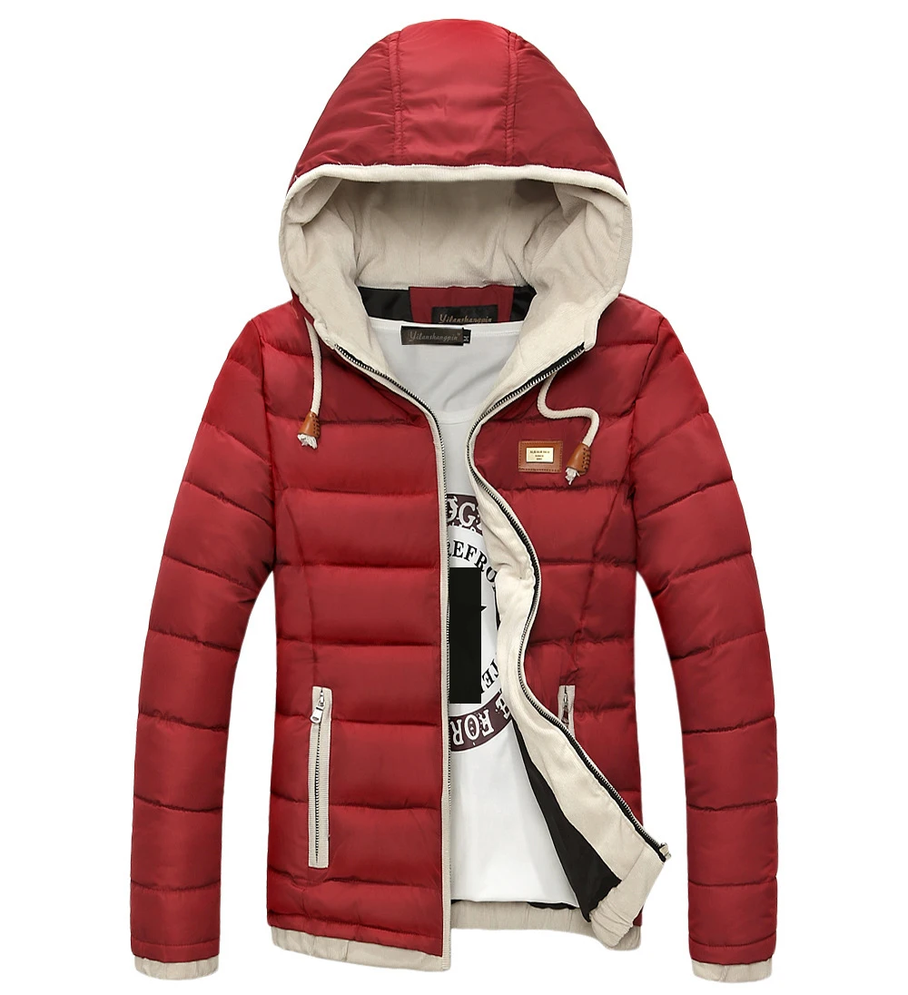 Утепленная зимняя мужская куртка с капюшоном Высококачественная облегающая