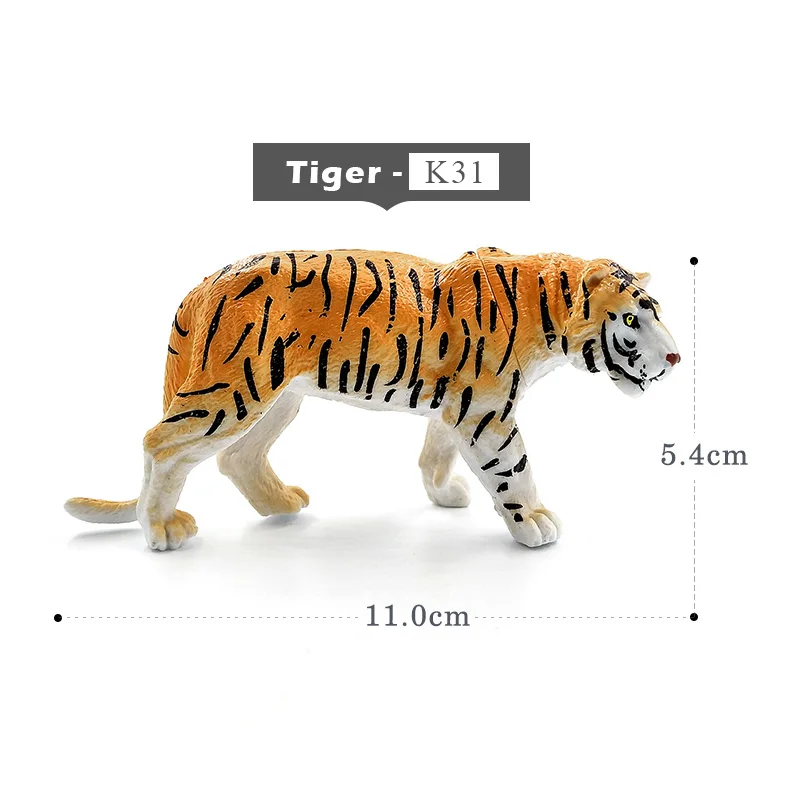 Tiger Искусственный шимпанзе, тигр, Лев, черный леопард, белый медведь, волк, панда, гиена, пантера, модель животного, фигурка, пластиковое украшение - Цвет: Tiger