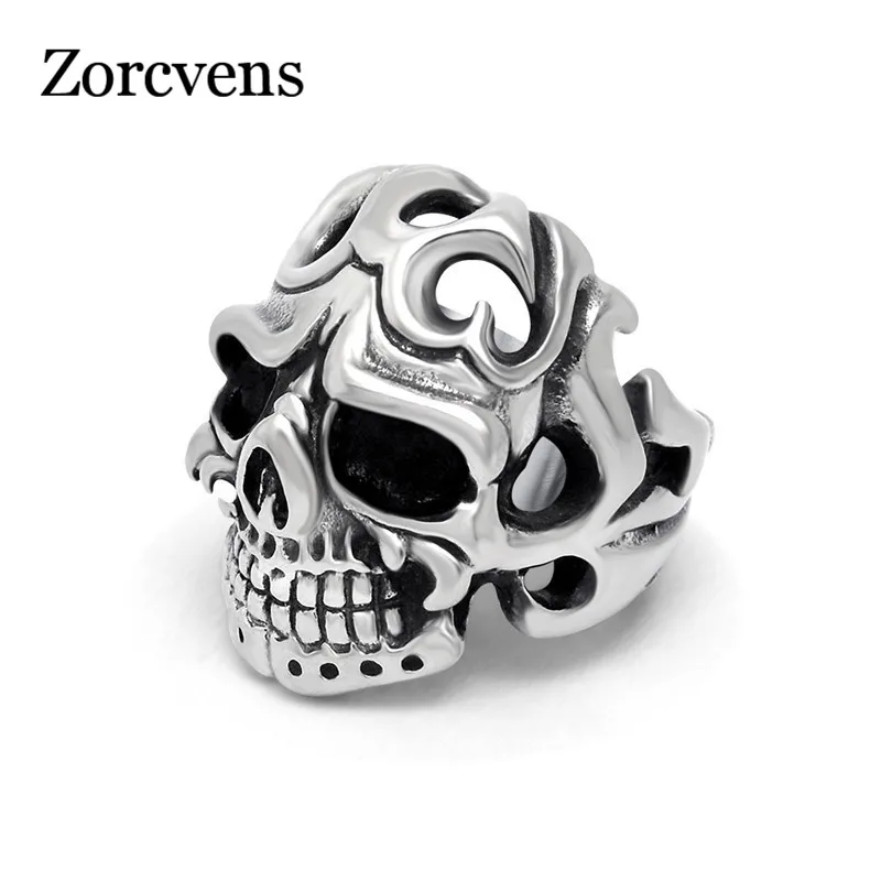 Мужское кольцо с черепом ZORCVENS винтажное готическое из нержавеющей стали|steel skull
