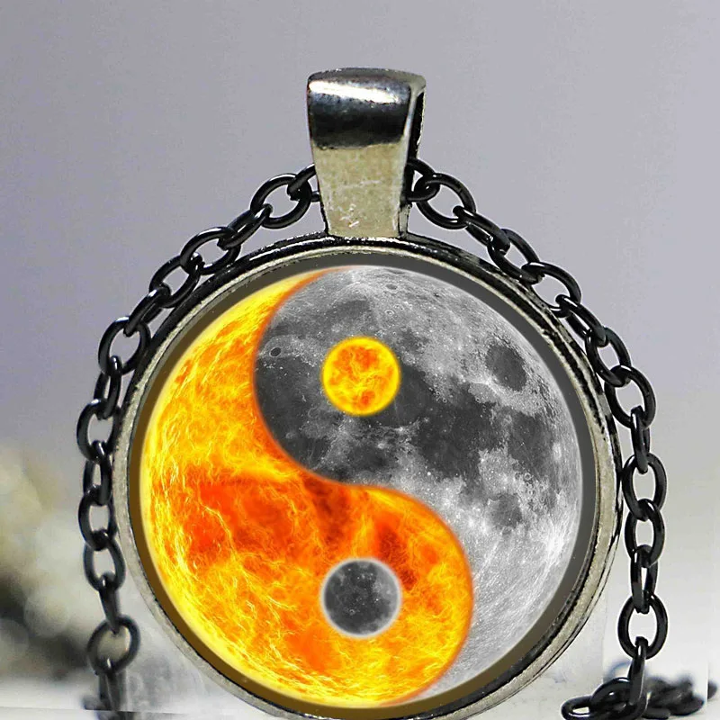 1 шт./лот Yin Yang Fire and Water ожерелье водный кулон стеклянный кабошон с фото