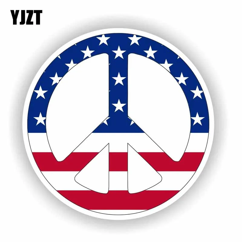 

YJZT 13.5CM*13.5CM Peace Symbol Sticker With US Flag USA For Helmet Body Decal Car Sticker 6-1639