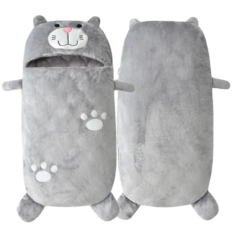 Baby Sleeping Bag Newborns Flannel Cartoon Fox Sleep Bag Kids Winter Sleepsacks Bag Swaddle Baby Envelopes for 0-3 Years - Цвет: Серый