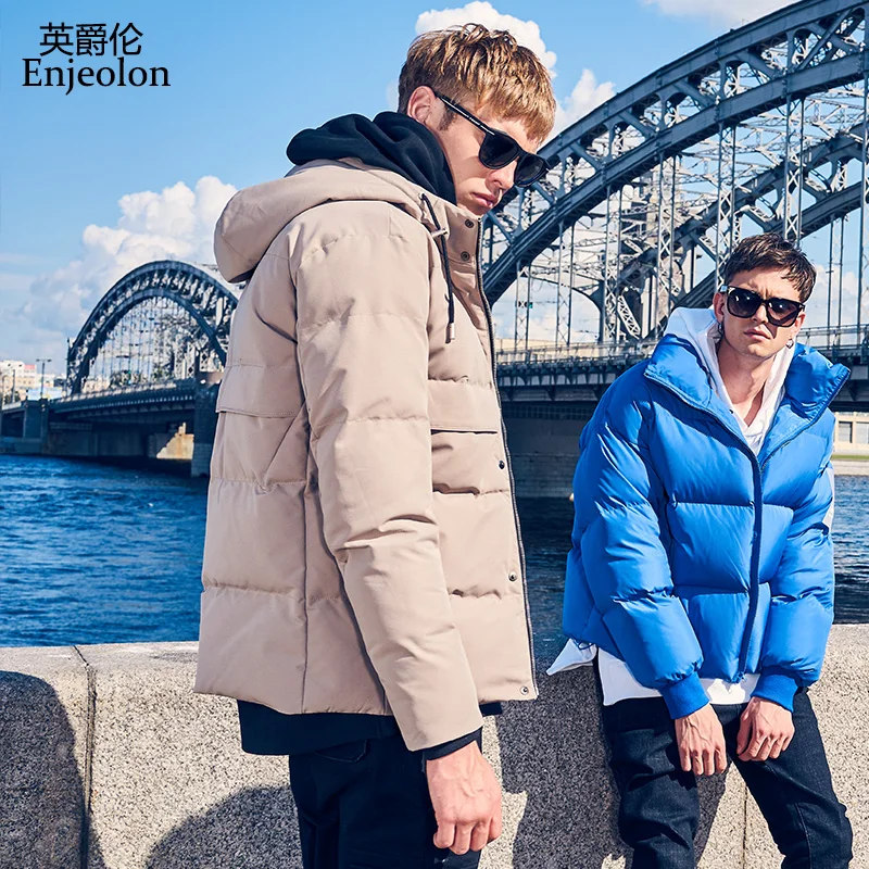 Enjeolon Brand winter Cotton Padded hooded Jacket Men thick hoodies Parka coat male Quilted jacket Coat 3XL MF0733 | Мужская одежда