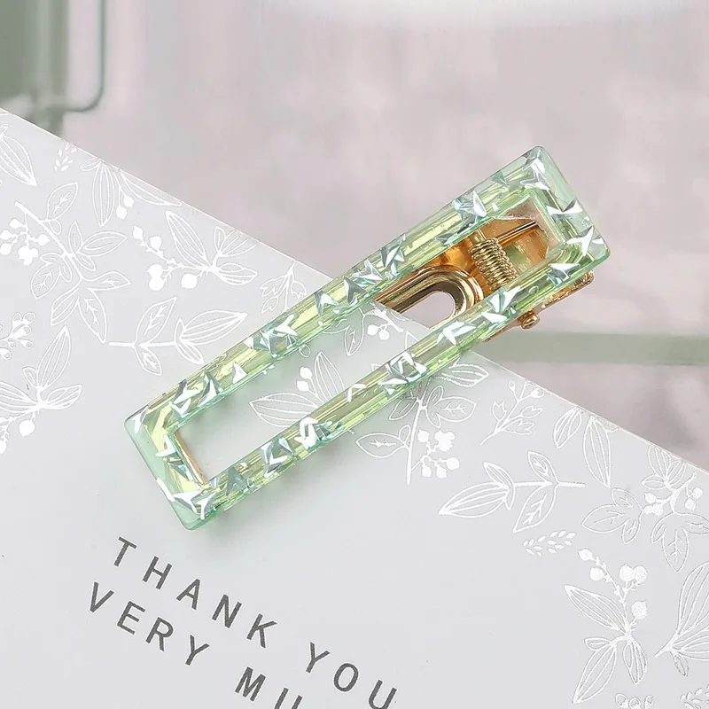 Square Green 1 шт. 6,5-7 см длина квадратной формы девушки полые геометрические заколки для волос заколки-Вишенки заколки для волос аксессуары для укладки волос инструмент - Цвет: Square Green