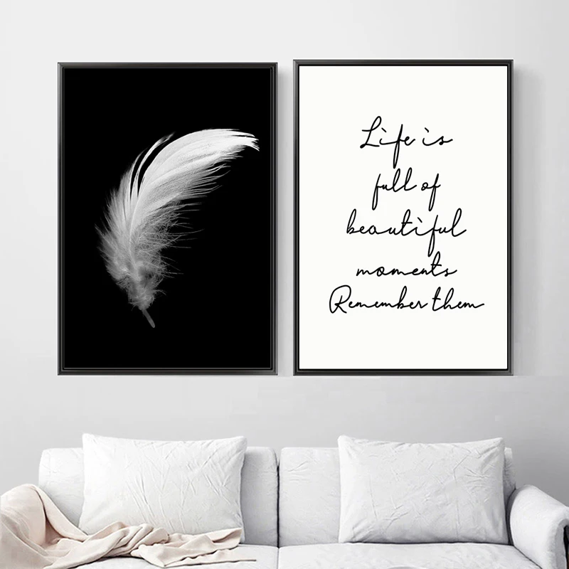 

Hd Print Canvas Feather Quote Art Painting Wall Art Black and White Pictures For Living Room Nordic Minimalist Decoration Poster
