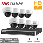 Hikvision наборы видеонаблюдения 8CH 8POE 2SATA встроенные Plug  Play 4K NVR и 8 шт. H.265 8MP IP камера безопасности CCTV