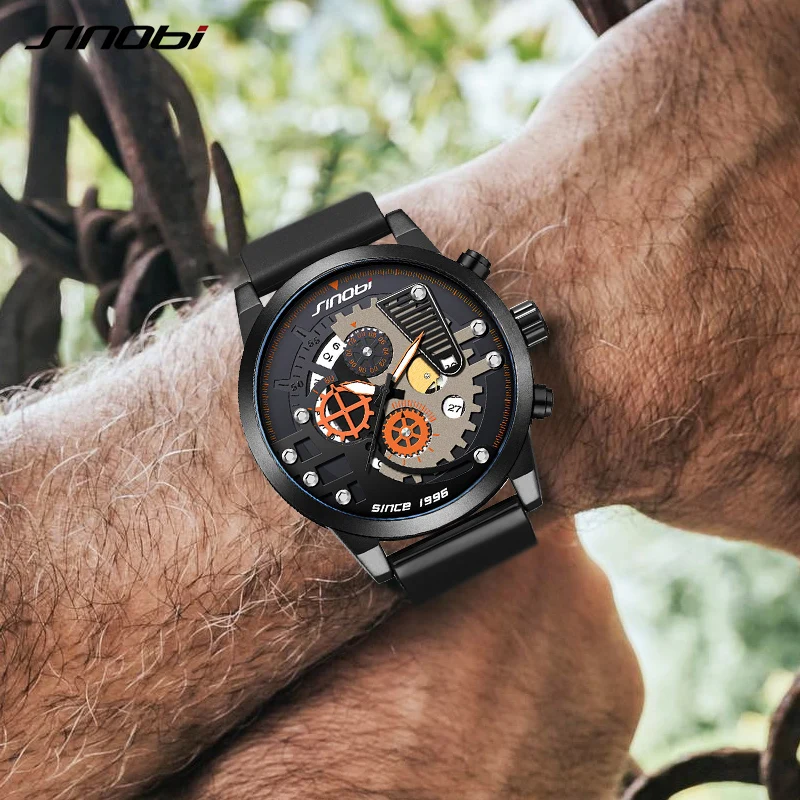 SINOBI gear Dial оригинальный дизайн Креативные мужские часы Relogio Masculino модные