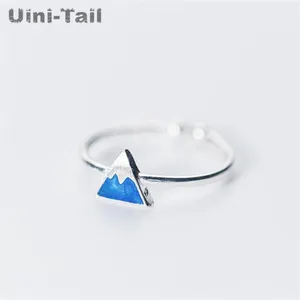Кольцо Uini-Tail открытое из серебра 925 пробы с эпоксидной смолой и изображением голубой Снежной Горы