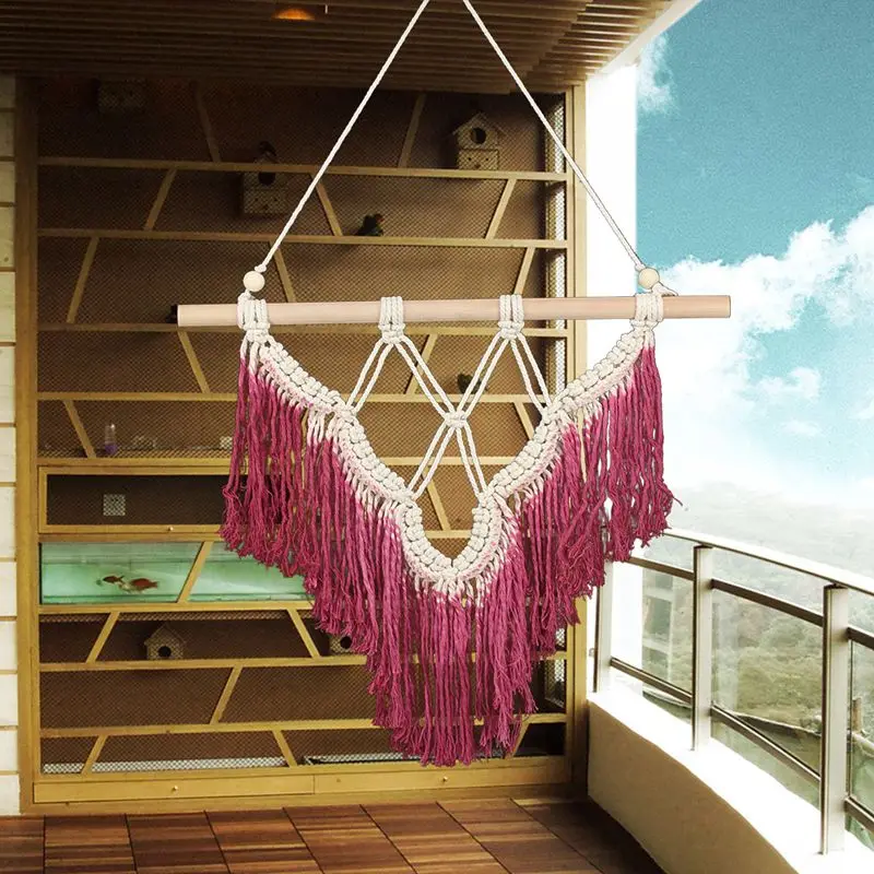 Богемный ручной работы кисточкой гобелен новейший бисера макраме настенный