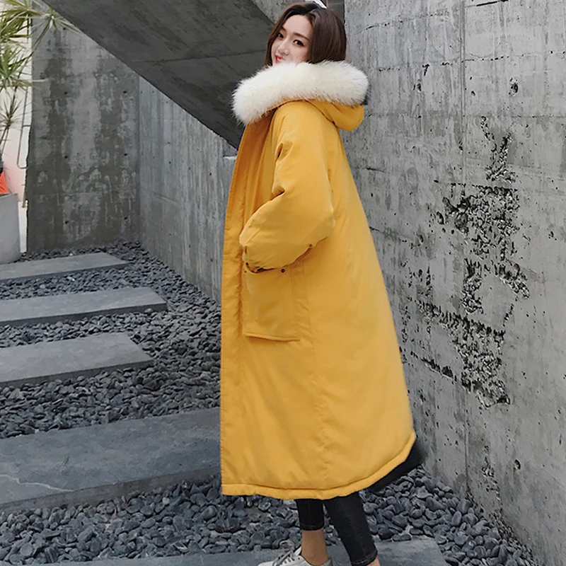 Высокое качество зимний женский пуховик с меховым воротником и капюшоном
