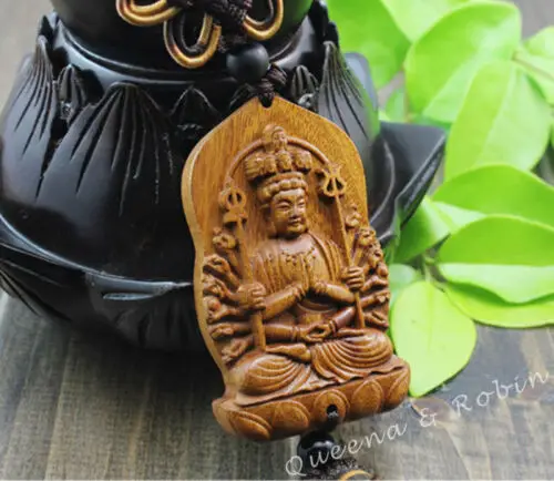 Деревянная резьба статуя Kwan Yin подвеска для автомобиля деревянное ремесло