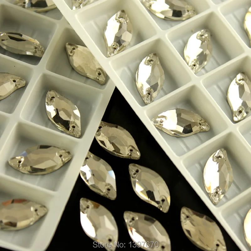 Пришивные стразы цветная форма в виде листика плоский задник камень для